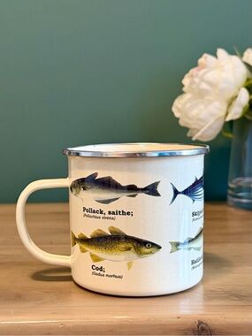 2012 Fish Species Enamel Metal Mug 16oz Scandinavian Fishing Cup